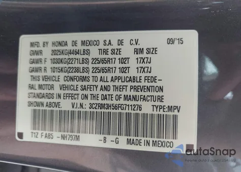 2015 Honda Cr-V Ex из США, поврежденный, VIN 3CZRM3H56FG711276